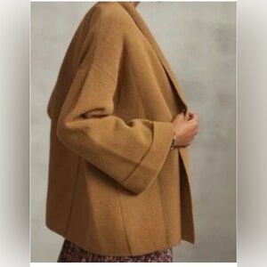 Anthropologie Maeve Tan Blazer with Wide Notched Lapels
